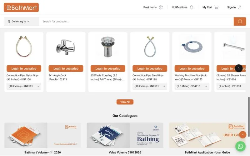 BathMart online store with bathroom fittings and faucet products